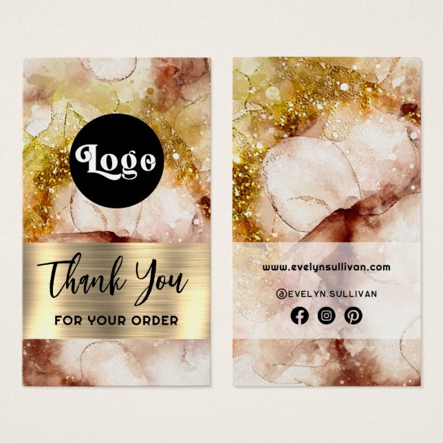 Purpurina dorado marrón inserto de la acuarela (Anverso y reverso)