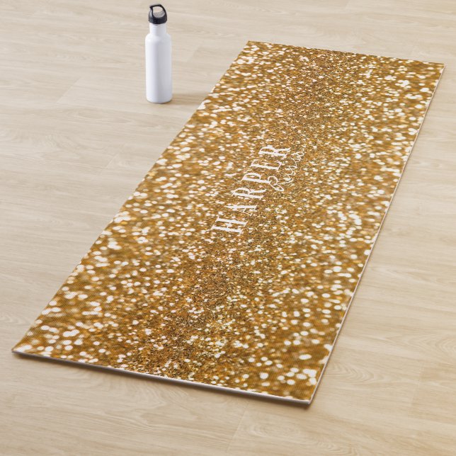 Purpurina Dorado Nombre personalizado Yoga Mat (In situ)