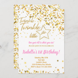 Purpurina Dorado Twinkle Invitación a cumpleaños d