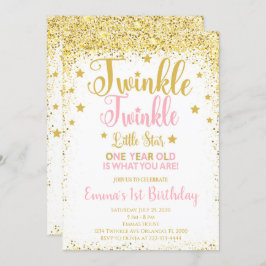 Purpurina Dorado Twinkle Invitación a cumpleaños d