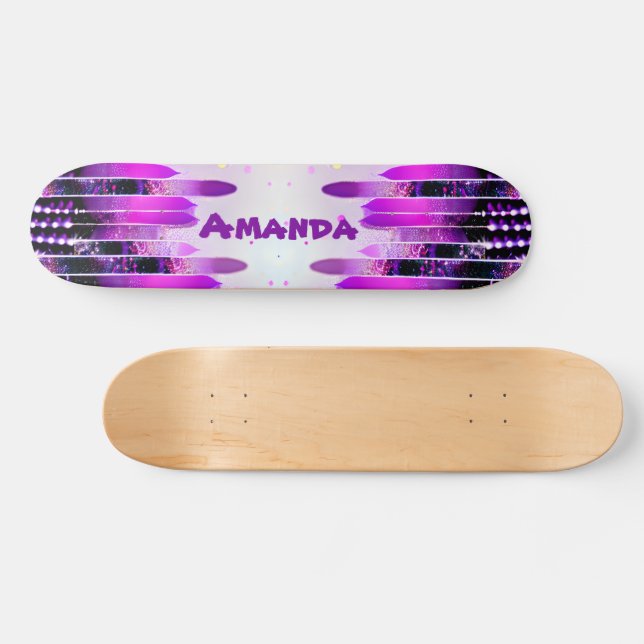 Purpurina Drips Nombre Girly Skateboard personaliz (Horz)