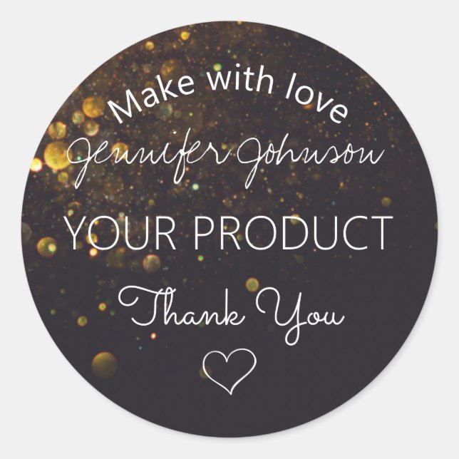 Purpurina en Pegatina redondo clásico negro (Anverso)