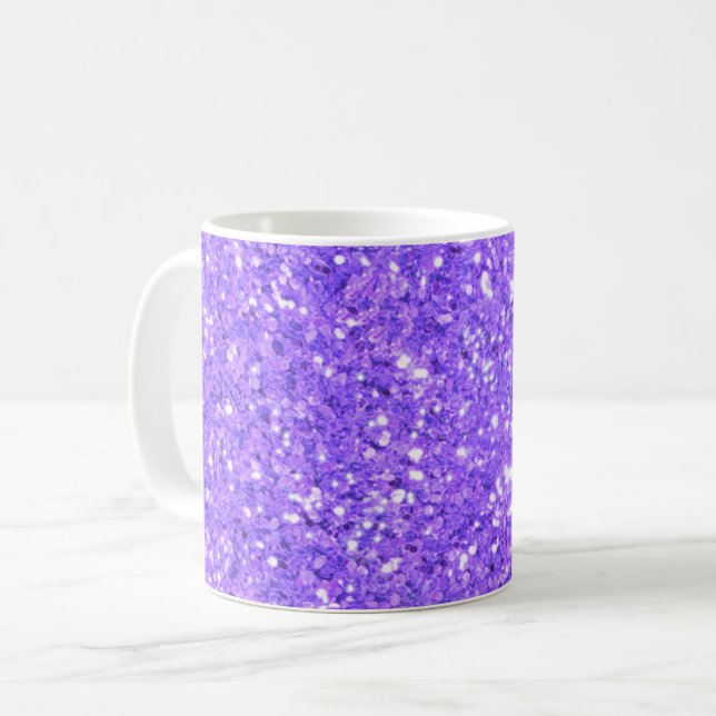 Purpurina espumoso morado patrón taza de café (Anverso izquierdo)