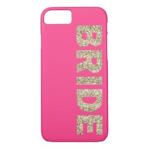Purpurina falsa novia de iPhone 7 Funda en rosa