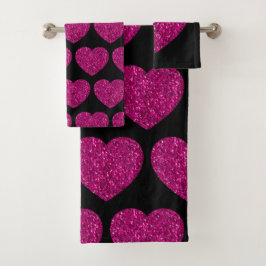 Purpurina falso de corazón rosado brillante patrón