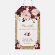 Purpurina Favor Etiqueta Burgundy Rubor Flor Graci