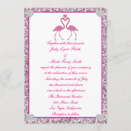 Purpurina Flamingo Rosa Invitación a la boda de am