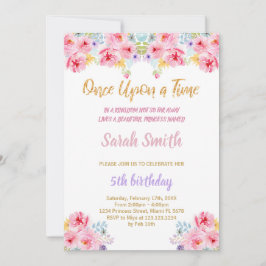 Purpurina floral Princess Birthday Invitación