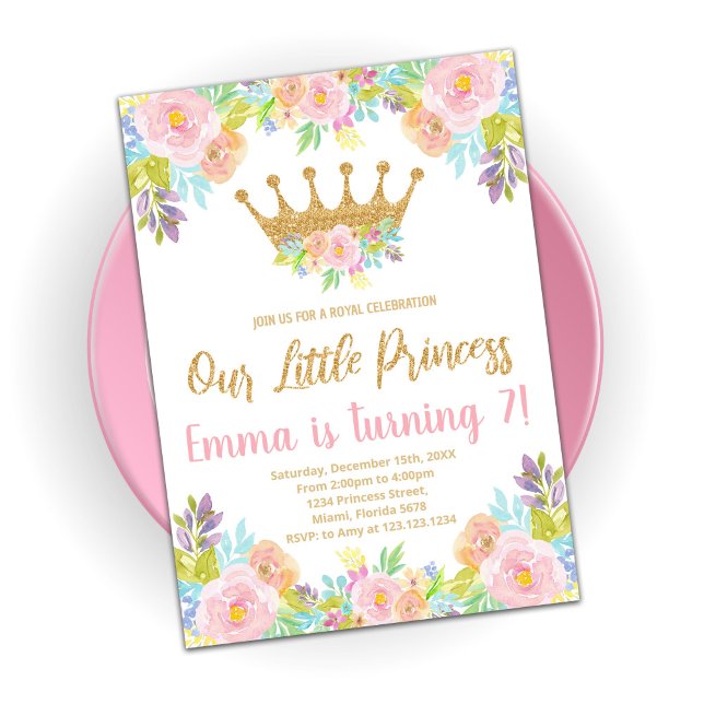Purpurina floral rosa invitaciones a cumpleaños de (Subido por el creador)