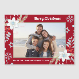 Purpurina floral Snowflakes Navidades rojos Foto