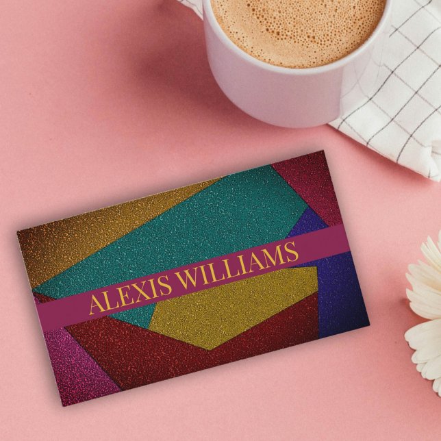 Purpurina geométrico moderno qr código tarjeta de  (Modern geometric glitter qr code business card)