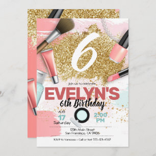 Purpurina Glam Spa-Party Invitación o Fiesta Pampe