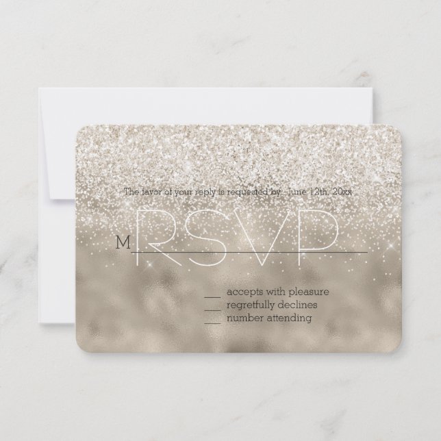 Purpurina Glitzy de oro blanco de champagne RSVP (Anverso)