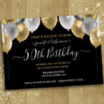 Purpurina Globos 50.ª invitación a fiesta de cumpl<br><div class="desc">Elegantes globos de purpurina de oro y plata en la parte superior. Todo el texto es ajustable y fácil de cambiar para sus propias necesidades fiestas. Excelente elegancia guardar el diseño de la plantilla de la fiesta de cumpleaños. en cualquier año,  la edad puede cambiarse</div>