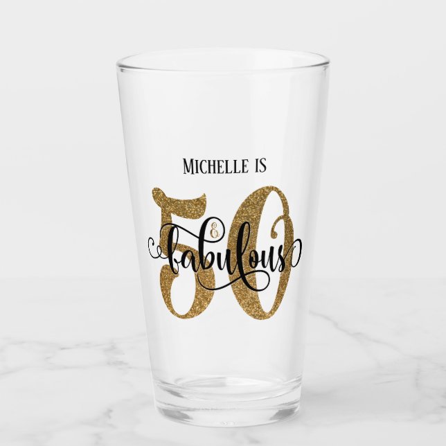 Purpurina Gold 50 y fabuloso cumpleaños con nombre (Anverso)