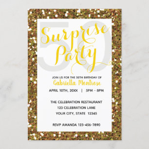 Purpurina Gold Sorpresa 50 cumpleaños invitación