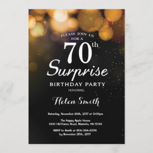 Purpurina Gold Sorpresa 70 cumpleaños invitación