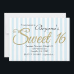 PURPURINA GOLD SWEET 16 invitaciones de fiesta azu<br><div class="desc">PURPURINA DE ORO DULCE 16 invitaciones de fiesta azul.</div>