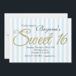 PURPURINA GOLD SWEET 16 invitaciones de fiesta azu<br><div class="desc">PURPURINA DE ORO DULCE 16 invitaciones de fiesta azul.</div>