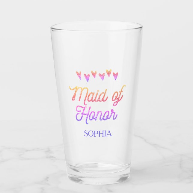 Purpurina Gradation Heart Maid of Honor Glass (Anverso)