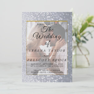 Purpurina Gris Elegant Vellum Wedding Invitación