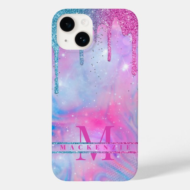 Purpurina holográfico arcoiris gotea Funda unicorn (Reverso )