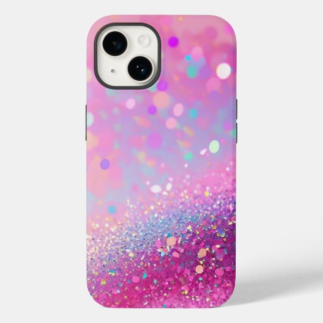 Purpurina holográfico rosa Funda duro para iPhone  (Reverso )