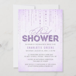 Purpurina Lavender Aspecto Bridal Ducha Invitación