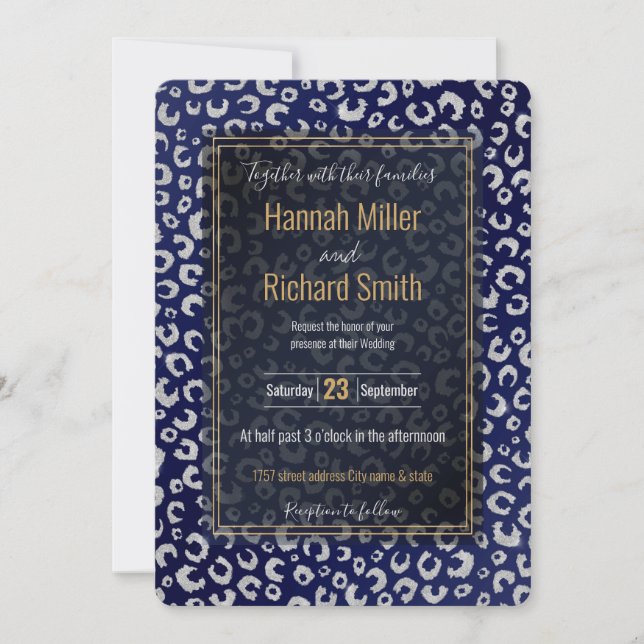 Purpurina Leopardo Blue Silver elegante impresión  (Anverso)