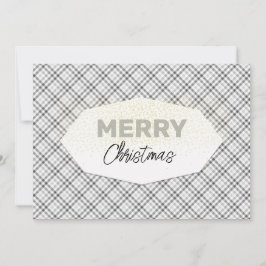 Purpurina lindo Feliz Navidad Tartán Gris Blanco