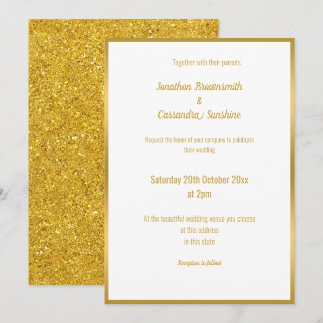 PURPURINA LUXE INVITACIÓN DE BODA TRIMMED (Anverso / Reverso)