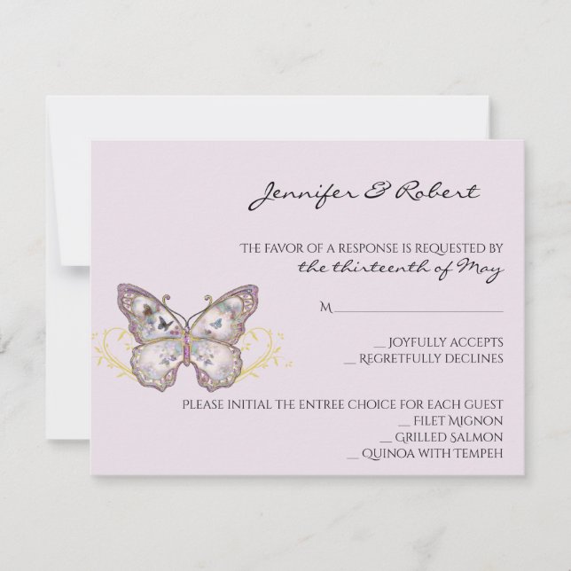 Purpurina mariposa en la tarjeta de respuesta de L (Anverso)