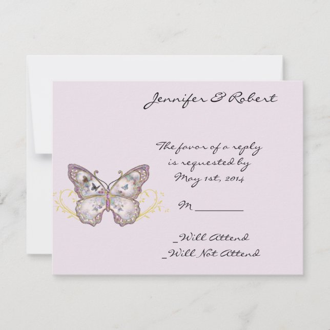 Purpurina mariposa en la tarjeta de respuesta de L (Anverso)