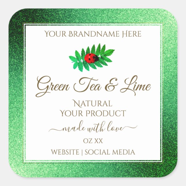 Purpurina metálico verde Ladybug de etiqueta de pr (Anverso)