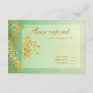 Purpurina Mint & Gold Gatsby Fourish RSVP