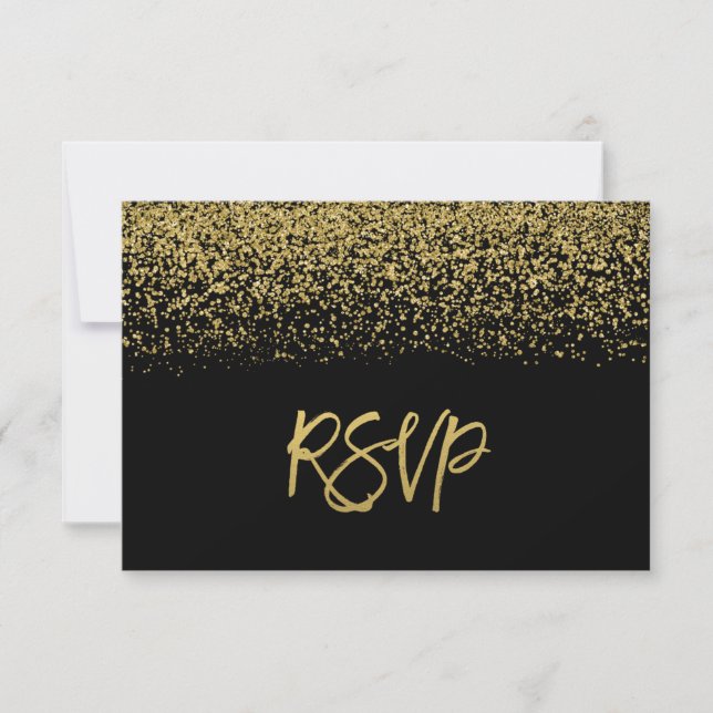Purpurina moderno Black Faux Gold RSVP (Anverso)