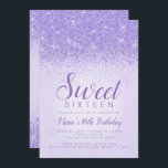 Purpurina morado claro, dulces 16 invitaciones<br><div class="desc">Invitaciones Purpurinas Púrpura Ligero. Esta invitación a los cristales está diseñada con un hermoso purpurina morado sobre un fondo liviano morado. Esta invitación de 16 años, hecha especialmente para adolescentes, será una fabulosa introducción a su día especial. En la tienda Metro-Events Zazzle y Metro-Event.com encontrará material adicional para fiestas Sweet...</div>