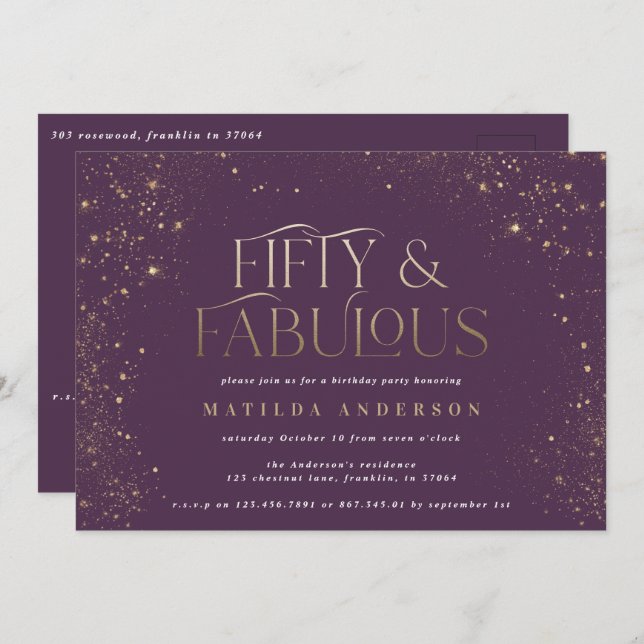 Purpurina morado de oro 50 y fabulosa fiesta de cu (Anverso / Reverso)