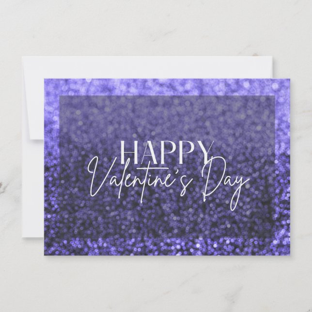 Purpurina morado feliz tarjeta de San Valentín (Anverso)