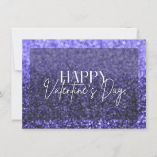 Purpurina morado feliz tarjeta de San Valentín