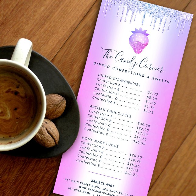Purpurina morado gotea postre fresa Menú dulce (Subido por el creador)