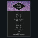 Purpurina morado y volante de belleza de glamour<br><div class="desc">Coordina con la plantilla de la tarjeta de visita Purpurina morado y belleza del glamur antes de las 12.00 horas. Una imagen de fondo purpurinoso púrpura, profunda y rica, proporciona un marco glamuroso a esta plantilla de volante con temática de belleza. El nombre o el nombre de su empresa están...</div>