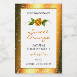 Purpurina naranja Etiquetas de producto blancas Fl