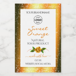 Purpurina naranja Etiquetas de producto blancas Ro