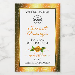 Purpurina naranja Etiquetas de producto blancas Ro