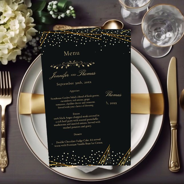 Purpurina negro dorado menú Boda Confetti (Subido por el creador)