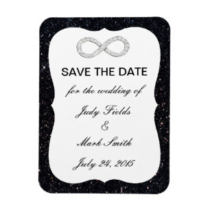 Purpurina Negro Infinity Guardar el imán de fecha