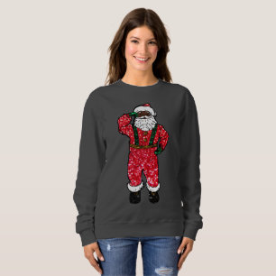 purpurina negro santa claus xmas sudaderas mujeres