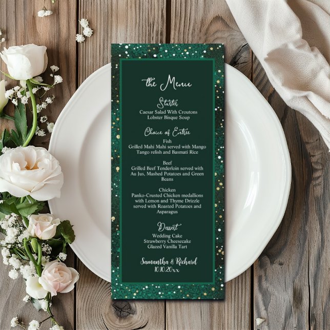 Purpurina negro verde Elegante menú Boda de 4 x 9" (Subido por el creador)