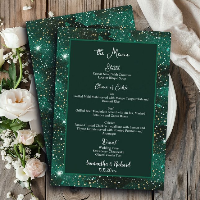 Purpurina negro verde menú Boda de 5 x 7" (Subido por el creador)